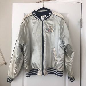 Vintage Chinese dragon silky bomber jacket